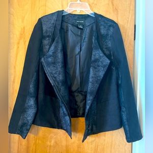 DKNY Vintage women’s black blazer, size medium. Zip up with a suede material